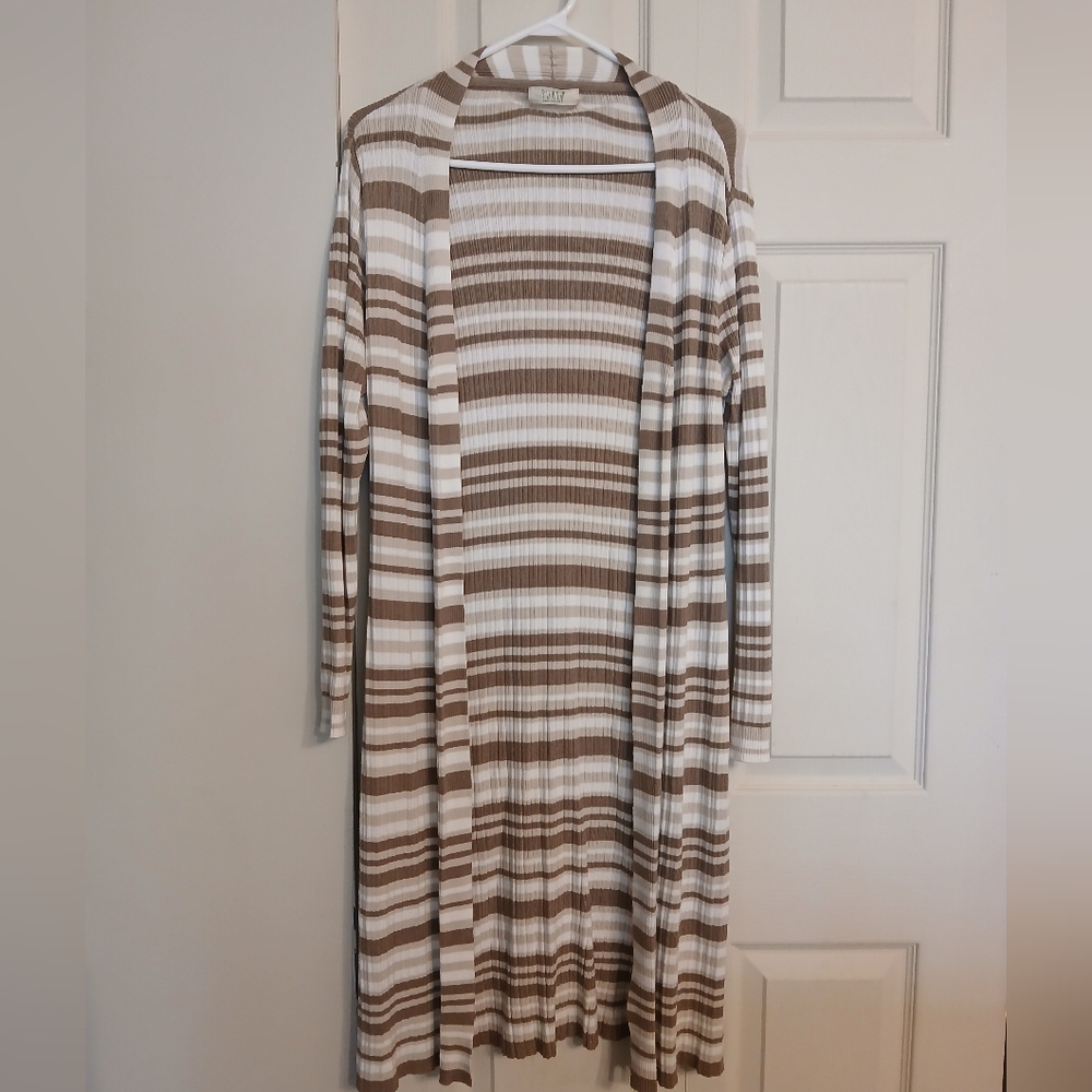 Pure Suzy Shier Striped Long Cardigan, Size Medium (M)